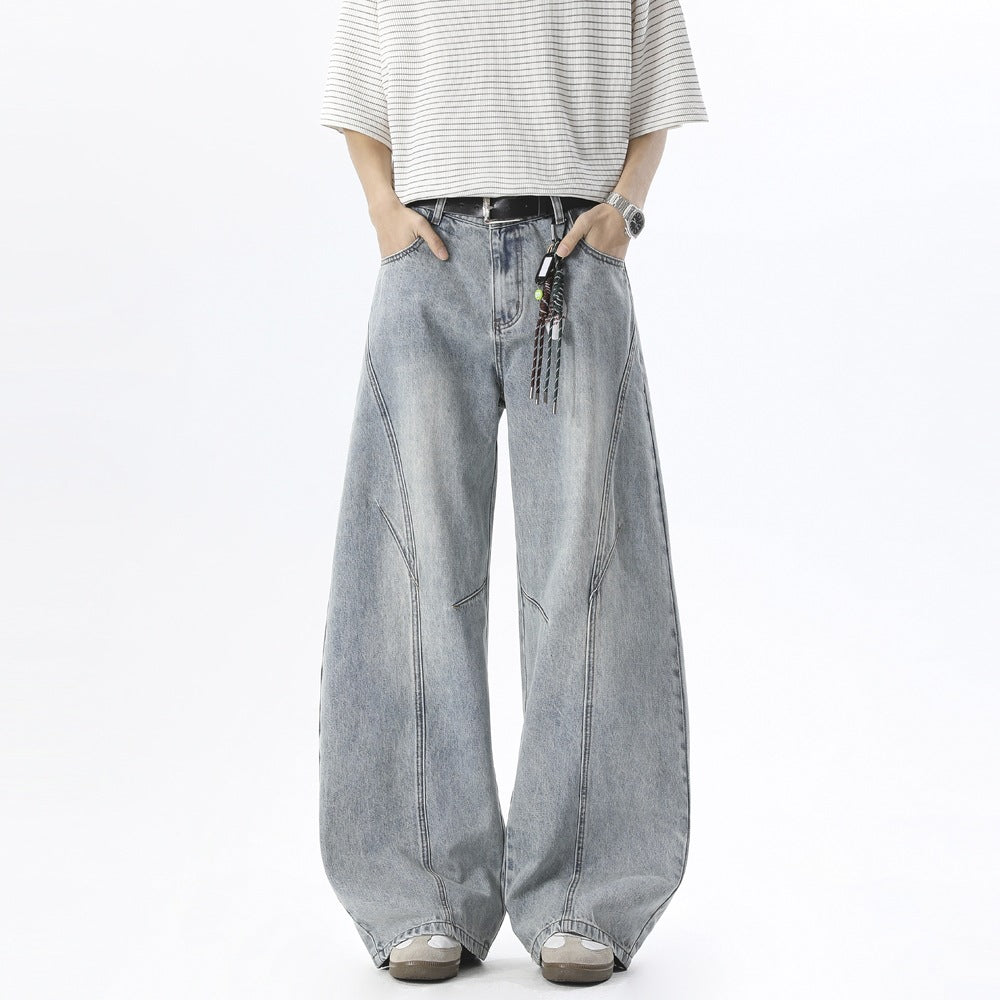 Herren Weite Baggy-Jeans mit hoher Taille, extra weitem Bein und dekorativen Teilungsnähten Echoarchiv