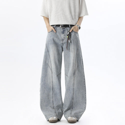 Herren Weite Baggy-Jeans mit hoher Taille, extra weitem Bein und dekorativen Teilungsnähten Echoarchiv