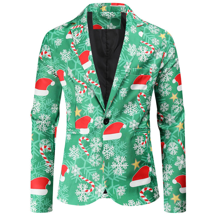 Herren Festlicher Blazer mit weihnachtlichem Motiv und modernem Schnitt Echoarchiv