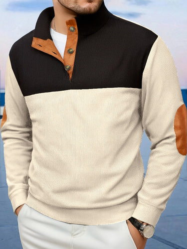 Herren Modische Pullover mit Stehkragen und Knopfleiste Echo Archiv