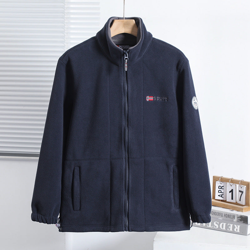 Herren nan Fleecejacke mit Stehkragen, durchgehendem Reißverschluss, zwei Eingrifftaschen und elastischen Bündchen Echo Archiv