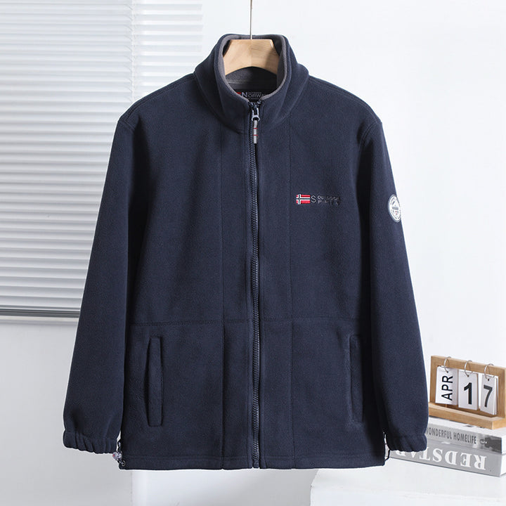 Herren nan Fleecejacke mit Stehkragen, durchgehendem Reißverschluss, zwei Eingrifftaschen und elastischen Bündchen Echo Archiv