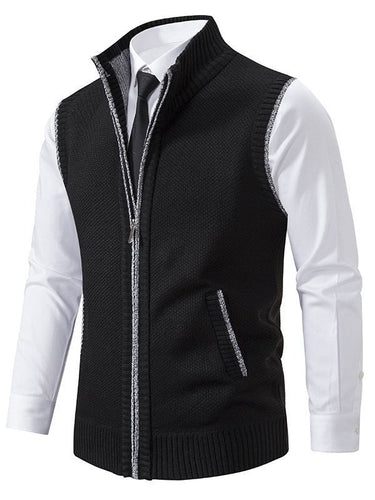 Herren elegante Strickweste mit hohem Kragen und praktischen Reißverschlusstaschen Echoarchiv