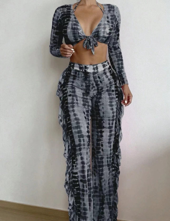 Damen Strandmode-Set mit verspieltem Wickeldesign und schimmernden Akzenten Echo Archiv