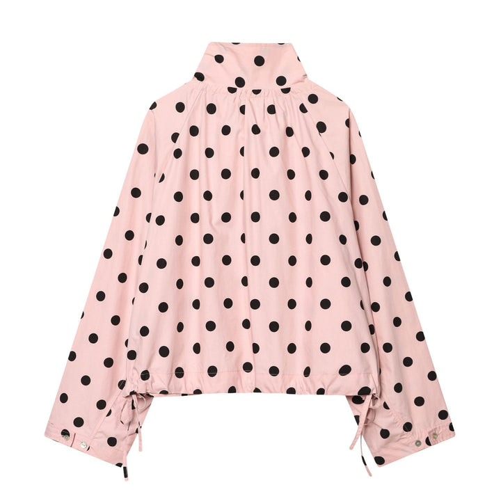 Damen Gepunktete Cropped‑Blousonjacke mit hohem Stehkragen, Tunnelzug und Knopfleiste Echo Archiv
