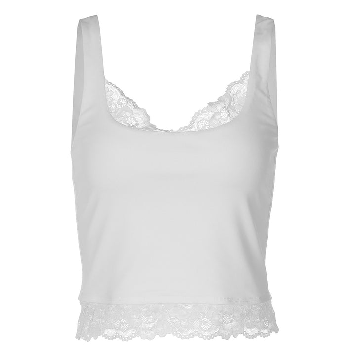 Damen Spitzen-Crop-Top mit schmalen Trägern und elastischem Unterbrustband Echo Archiv