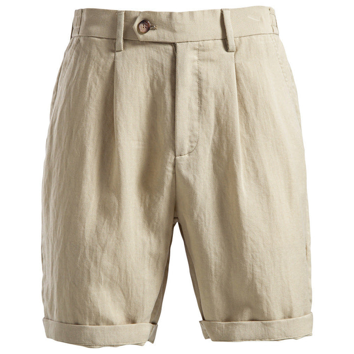 Herren nan lässige Leinenshorts mit Umschlag und Bundfalten Echoarchiv