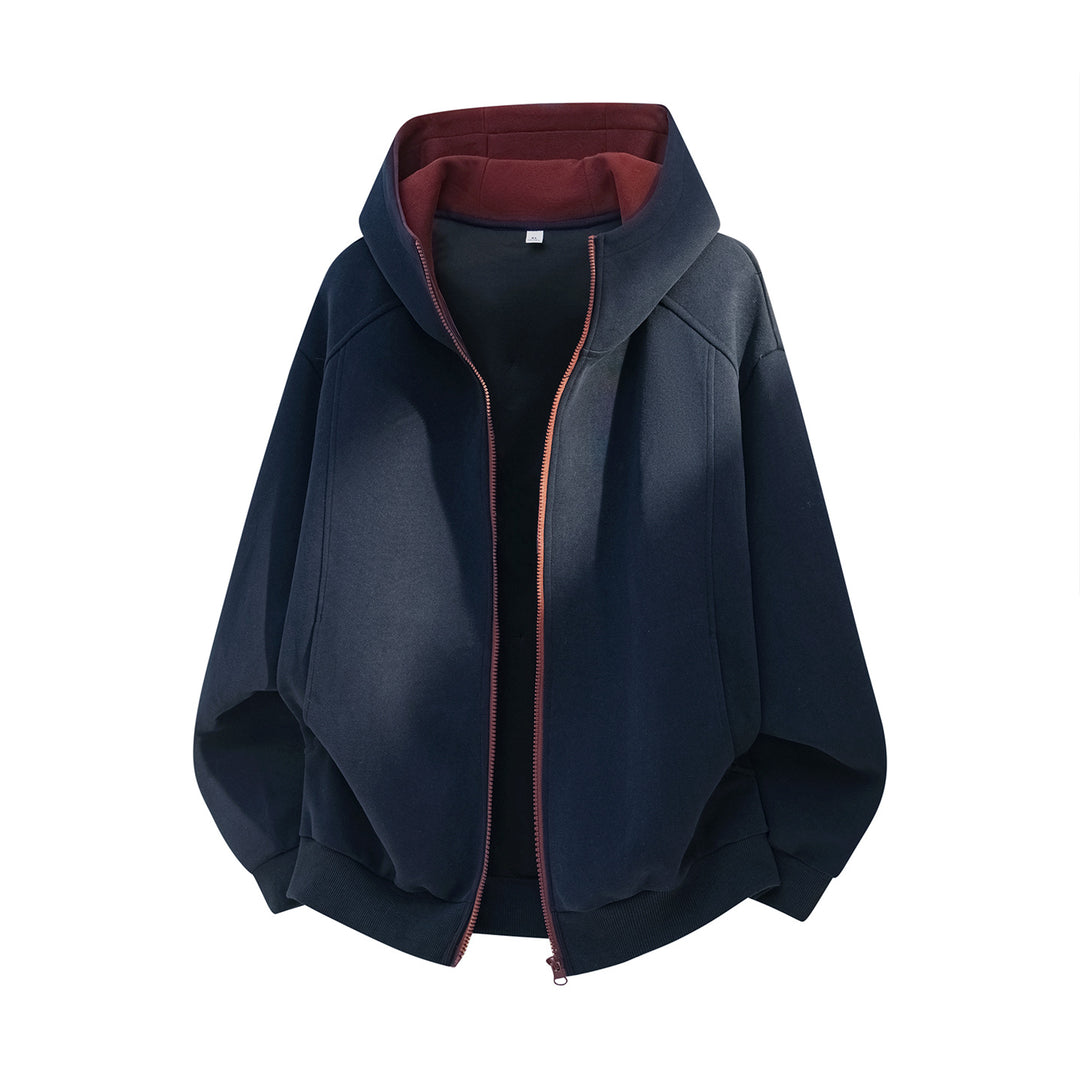 Unisex Oversize-Kapuzenjacke aus weichem Sweat mit Reißverschluss und kontrastiertem Kapuzenfutter Echo Archiv