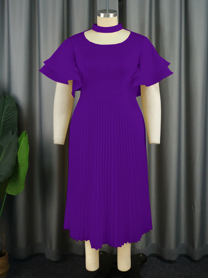 Damen Plissee Maxikleid mit Choker und voluminösen Ärmeln Echo Archiv