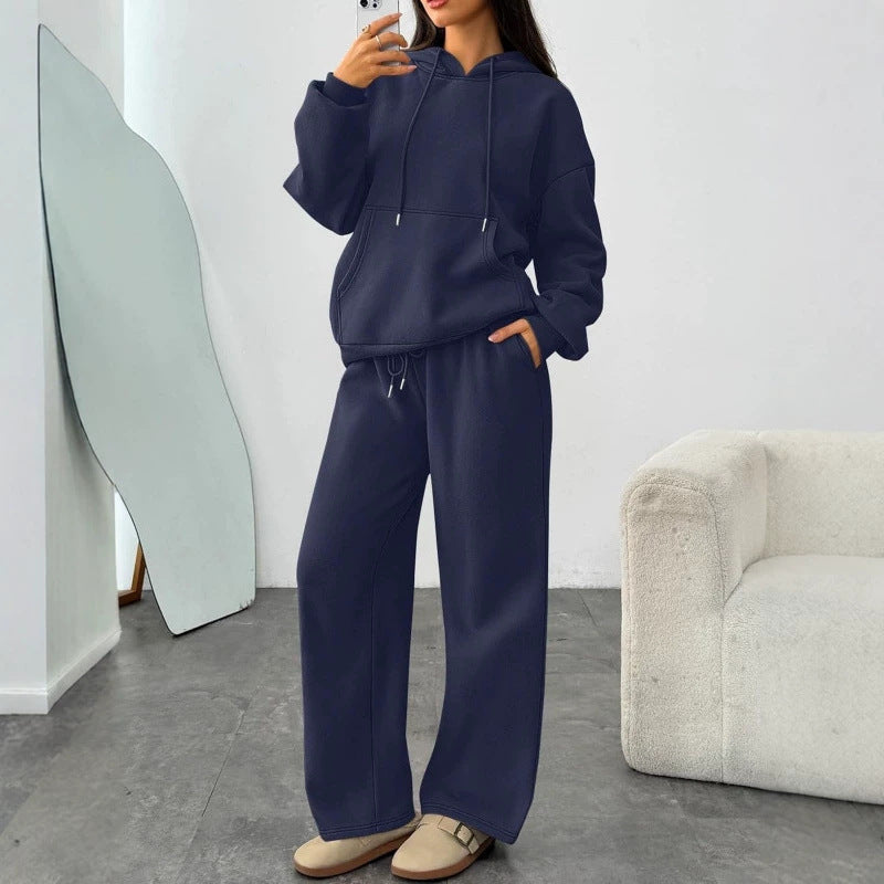 Damen Oversized Hoodie-Set mit Kängurutasche und weiter Palazzohose – Auréline