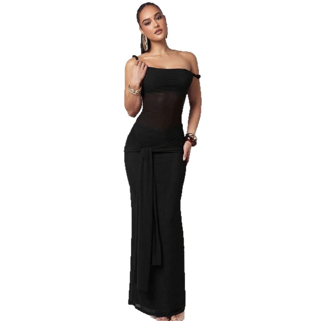 Damen Galakleid mit asymmetrischem Ausschnitt und dekorativem Wickeldetail Echo Archiv