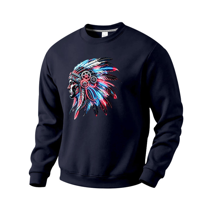 Herren Sweatshirt mit detailreichem Federschmuck-Print Echoarchiv