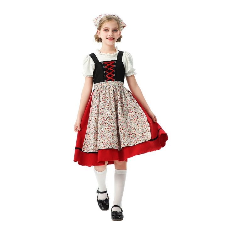 Damen nan traditionelles Kinderdirndl mit Schürze und Kopftuch Echo Archiv