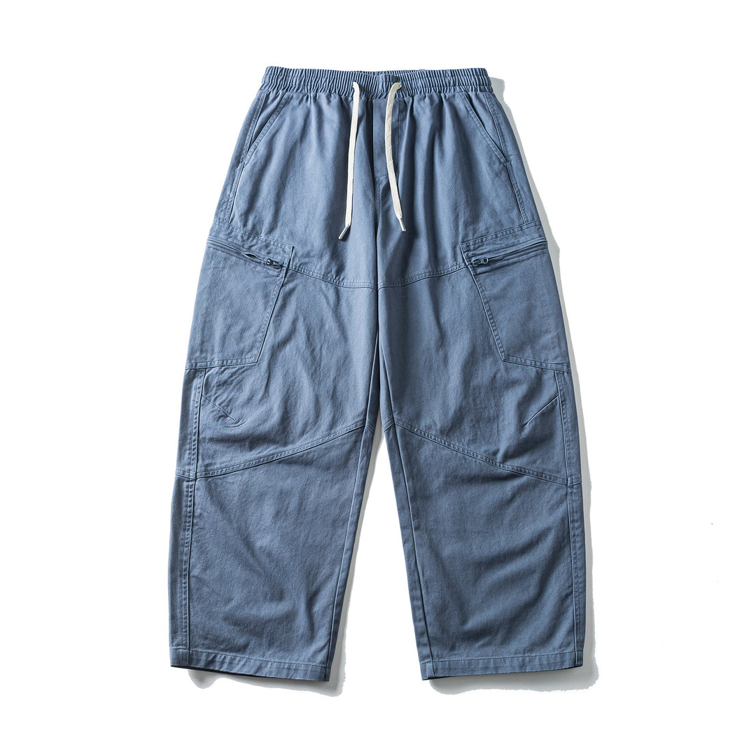 Herren Cropped Cargo-Hose mit elastischem Bund, Tunnelzug und Reißverschlusstaschen Echoarchiv
