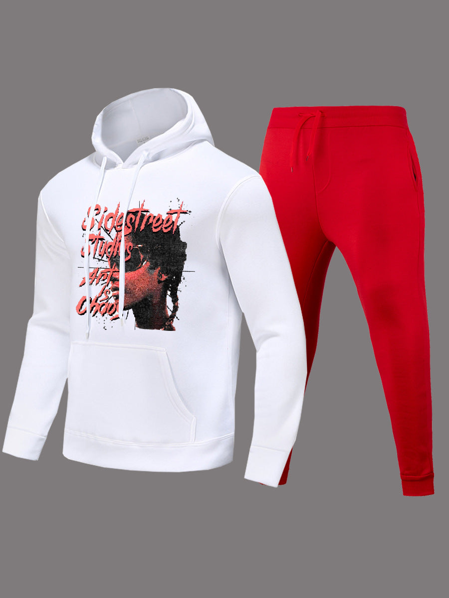 Herren Hoodie und Jogginghose Set mit auffälligem Grafikelement Echoarchiv