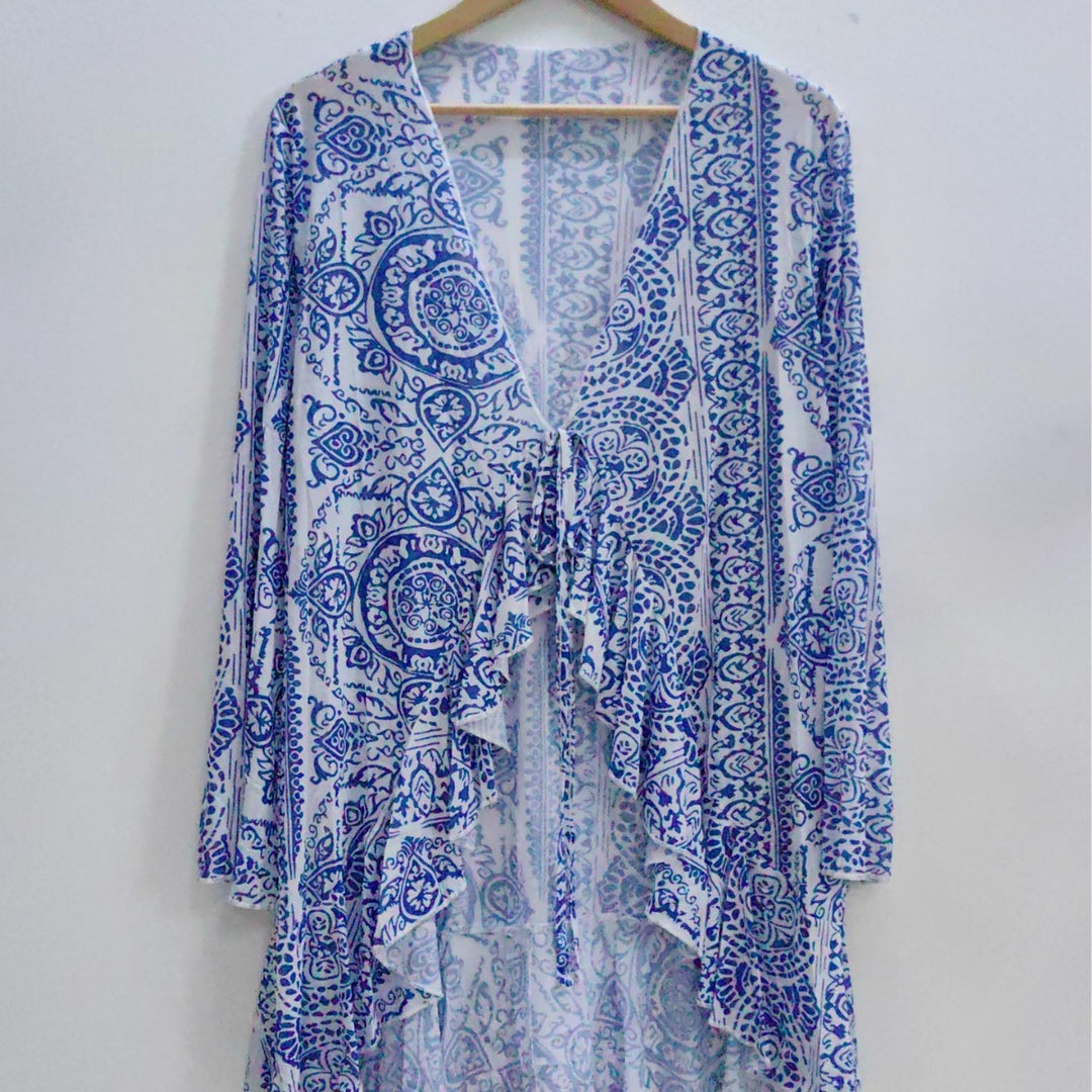 Damen luftiger Strand-Kimono mit floralem Muster Echo Archiv