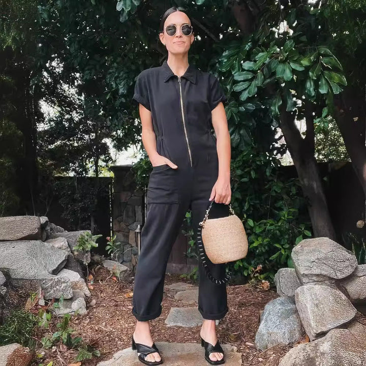 Damen legerer Jumpsuit mit praktischen Taschen und Reißverschluss Echoarchiv