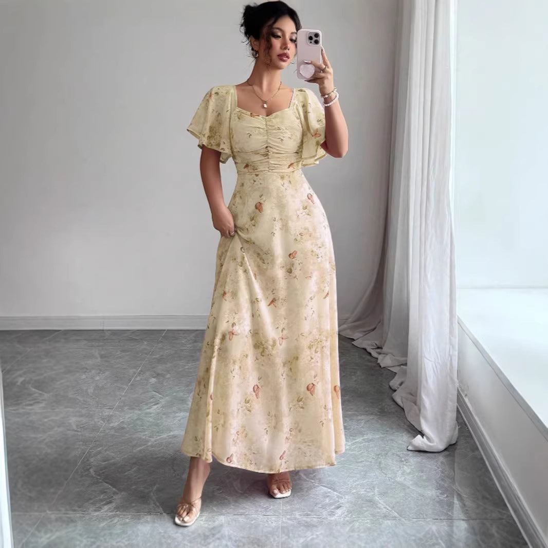 Damen Maxikleid mit fließendem Schnitt und romantischem Blumenmuster Echo Archiv