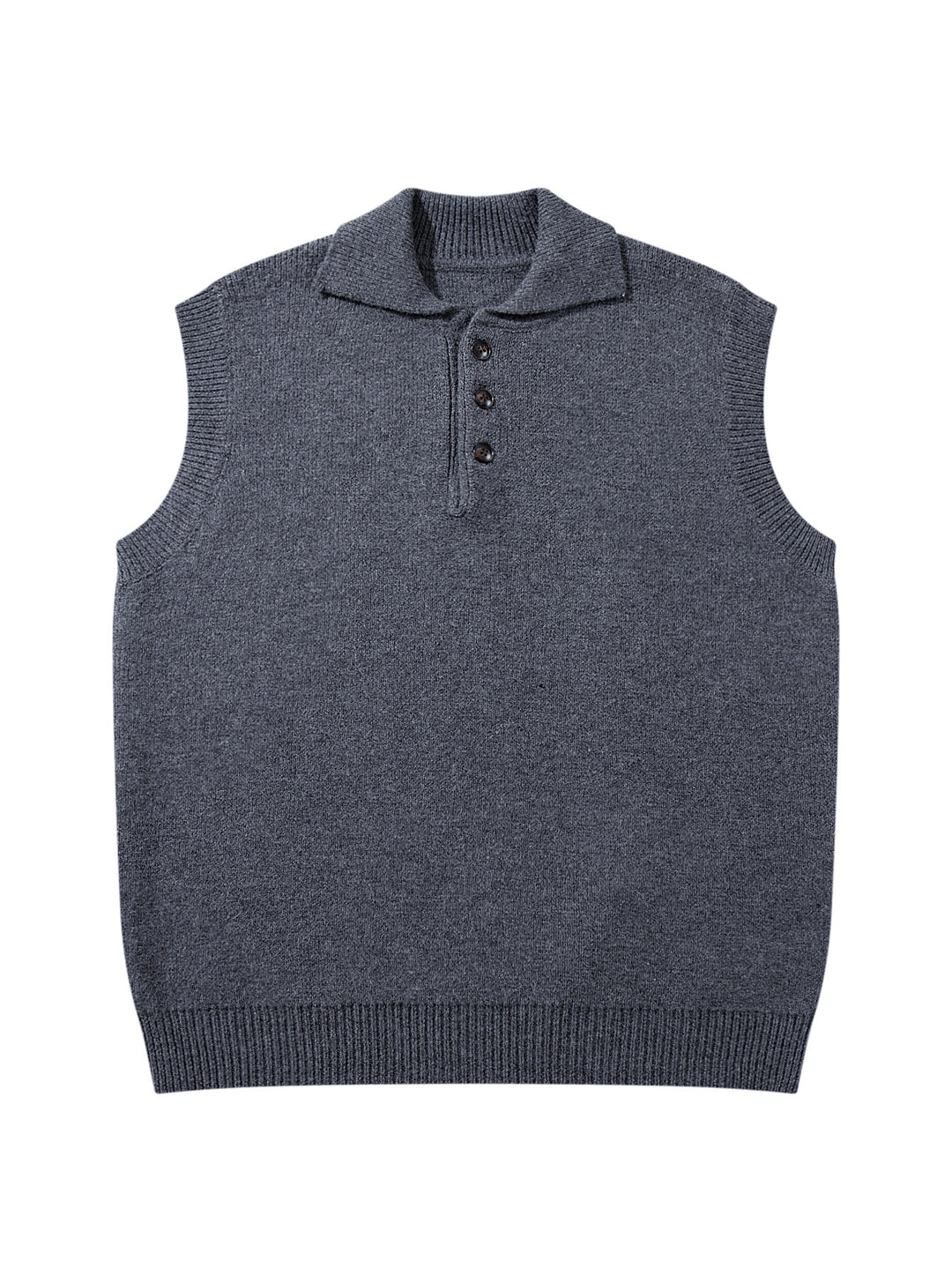 Unisex Ärmellose Strickweste mit Polokragen und Knopfleiste Echoarchiv