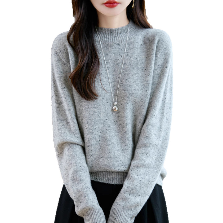 Damen Mélange-Feinstrickpullover mit kurzem Stehkragen und lockerer Silhouette Echoarchiv