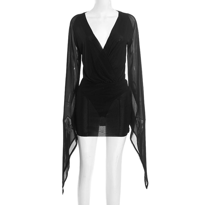 Damen Wickelkleid mit transparenten Ärmeln Echo Archiv