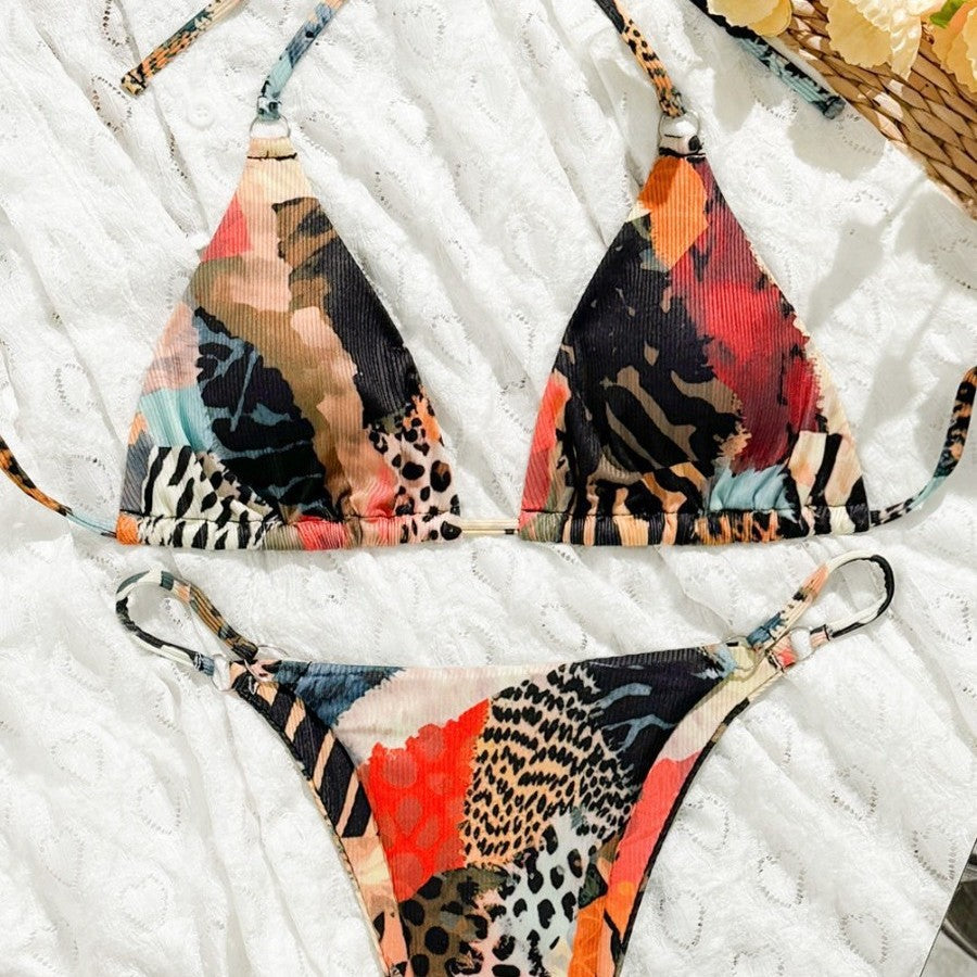 Damen Triangel-Bikini mit buntem Muster und verstellbaren Trägern Echo Archiv