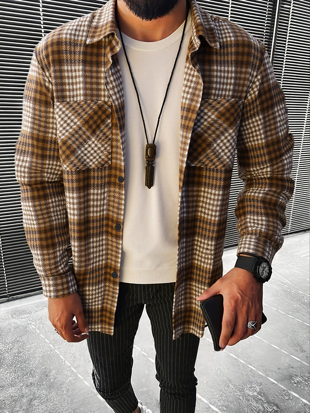 Herren Karierte Flanell Hemdjacke Echoarchiv