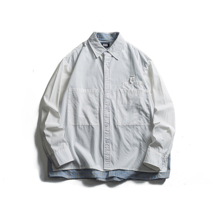 Herren Lagenlook-Overshirt mit aufgesetzten Fronttaschen, lockerer Passform und kariertem Untertritt Echo Archiv