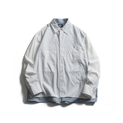 Herren Lagenlook-Overshirt mit aufgesetzten Fronttaschen, lockerer Passform und kariertem Untertritt Echo Archiv