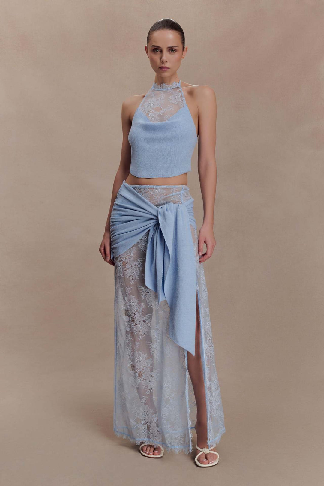 Damen Elegantes Spitzen-Top und Maxi-Rock Set Echo Archiv