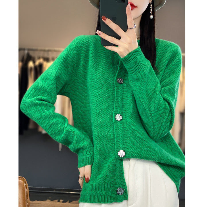 Damen Strukturierter Feinstrick-Cardigan mit kaschmirähnlicher Haptik, durchgehender Knopfleiste und kastiger Oversize‑Passform Echoarchiv