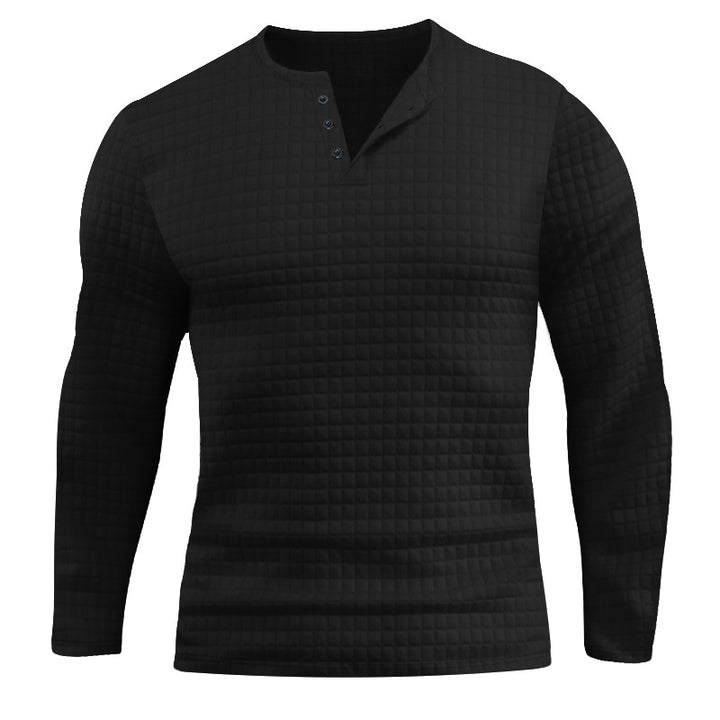 Herren Langarmshirt mit strukturiertem Design und modischem Knopfverschluss Echoarchiv