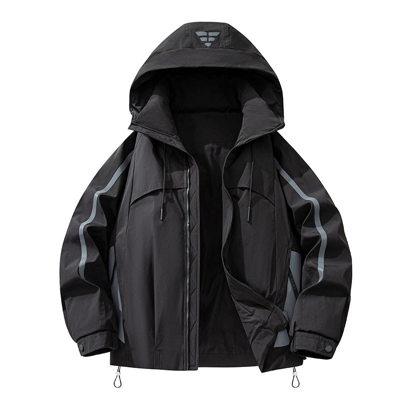 Unisex gefütterte Outdoor-Utility-Jacke mit Kapuze und reflektierenden Streifen Echo Archiv