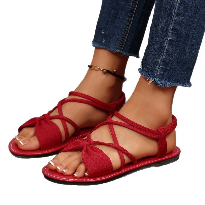 Damen Zarte Römersandalen mit Schleifen-Detail und verstellbaren Schnürriemen Echo Archiv
