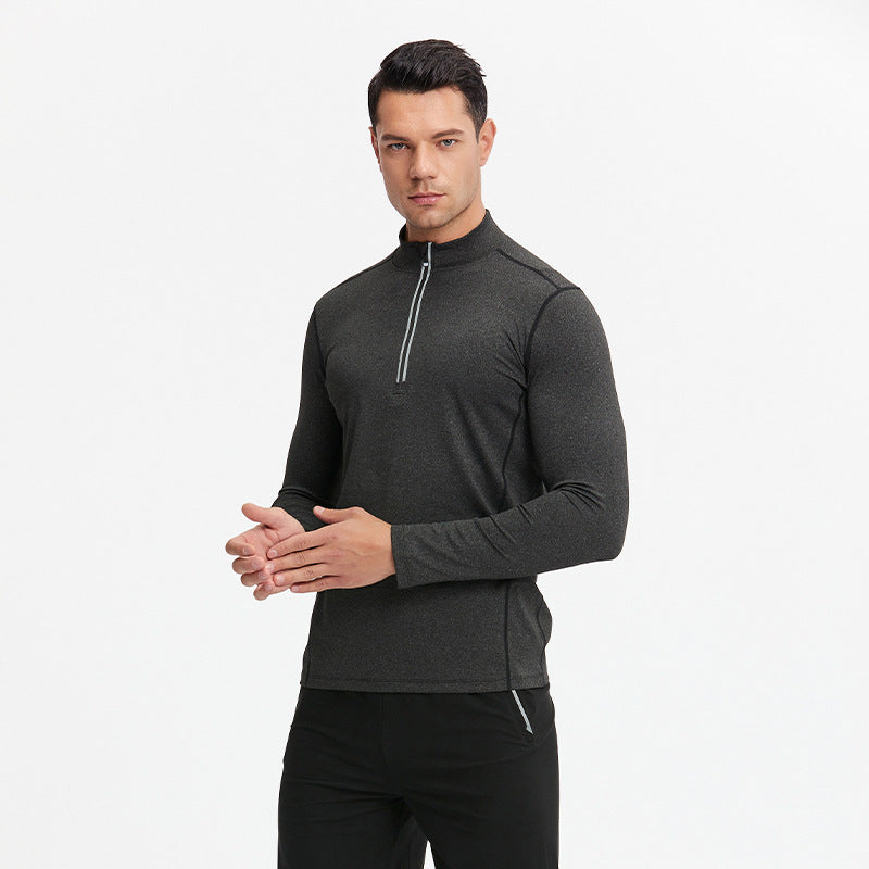 Herren Atmungsaktives Funktions-Langarmshirt mit halbem Reißverschluss und sportlichem Slim-Fit – Marzano