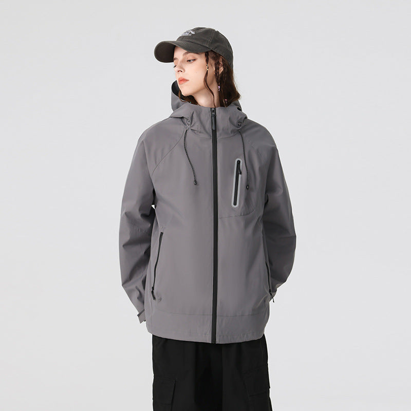 Herren Wasserdichte Softshell-Regenjacke mit verstellbarer Kapuze und Brustreißverschluss Echo Archiv