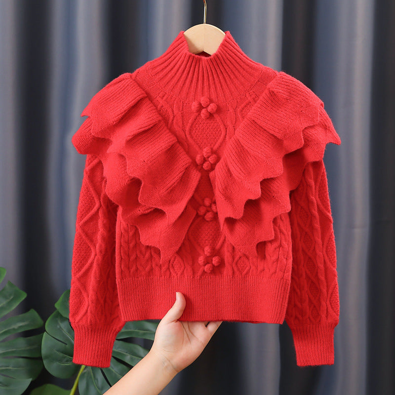Damen Strickpullover mit Rüschen und Zopfmuster Echo Archiv