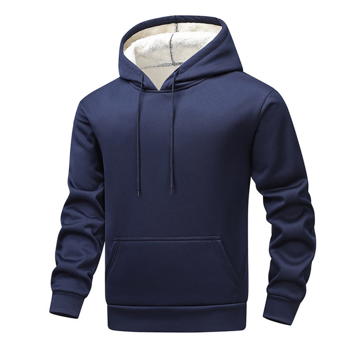 Herren Fleece-Kapuzenpullover mit Sherpa-Innenfutter und Kängurutasche – Cavarno