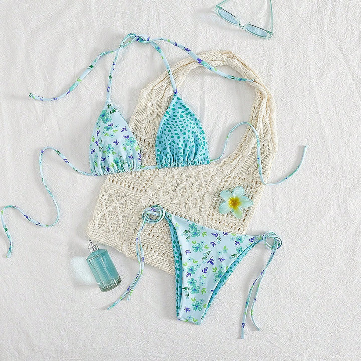 Damen Triangel-Bikini-Set mit hübschen Blumenmustern Echo Archiv