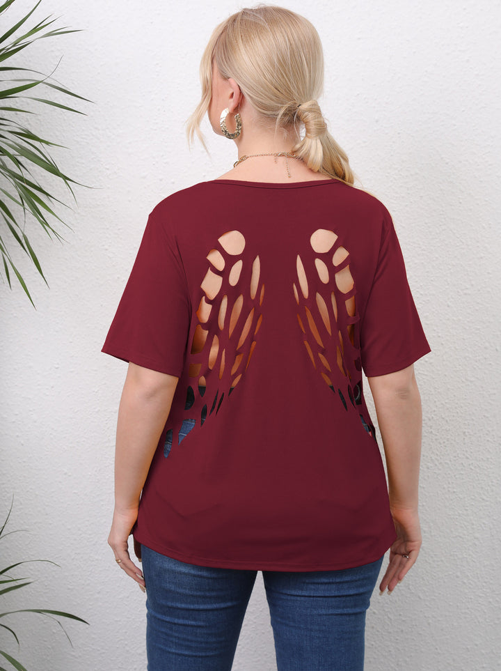 Damen angesagtes T-Shirt mit kreativen Ausschnitten Echo Archiv