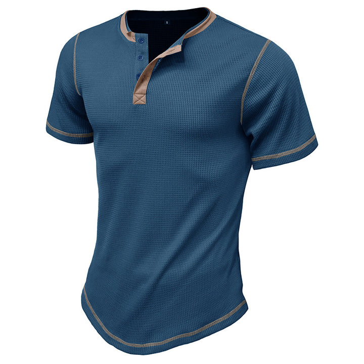Herren Kurzarm-Henley-Shirt mit kontrastierenden Designelementen Echoarchiv