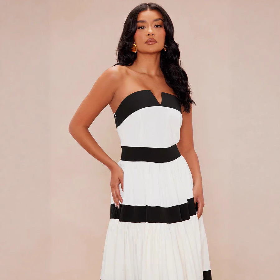 Damen Maxikleid mit schulterfreiem Design und weitem Rock Echo Archiv