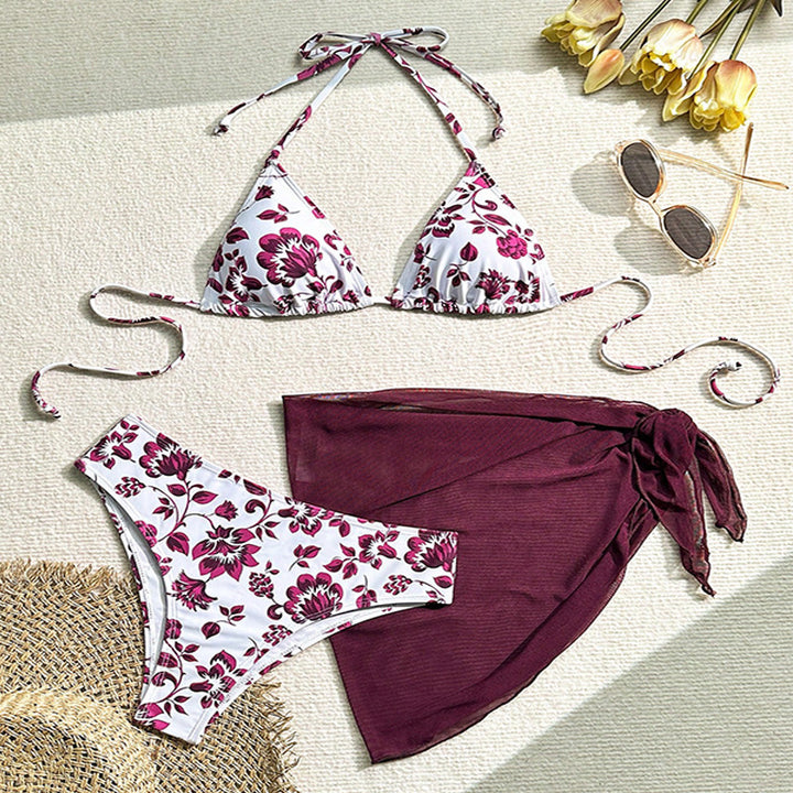 Damen Bikini-Set mit floralem Design und lässigem Überrock Echo Archiv