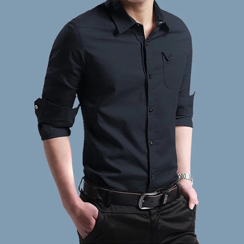 Herren Slim-Fit Baumwollhemd mit Kentkragen und Brusttasche Echo Archiv