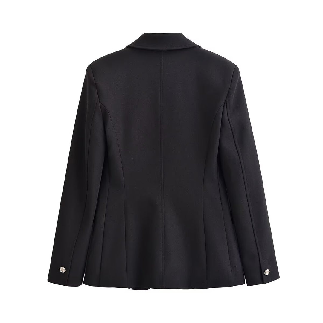 Damen Taillierter Ein-Knopf Business-Blazer mit Pattentaschen Echo Archiv