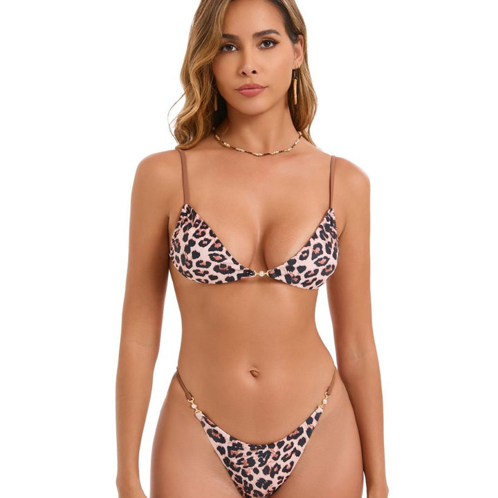 Damen Bikiniset mit kreativem Leopardenmuster und elegantem Trägerdesign Echo Archiv