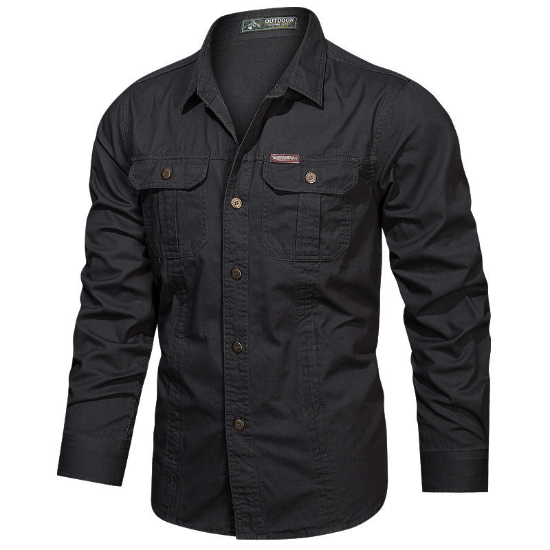 Herren nan robustes langärmeliges Outdoorhemd mit doppelten Brusttaschen und Button-Front Echo Archiv