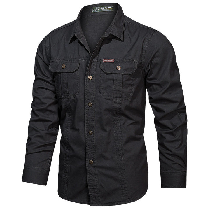 Herren nan robustes langärmeliges Outdoorhemd mit doppelten Brusttaschen und Button-Front Echo Archiv