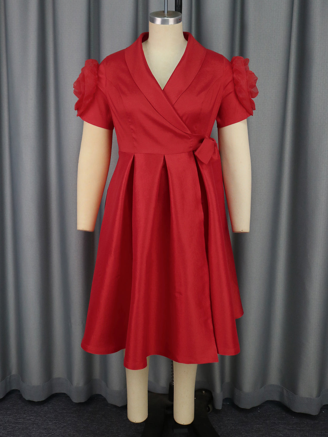 Damen Wickelkleid mit voluminösen Puffärmeln – Élara