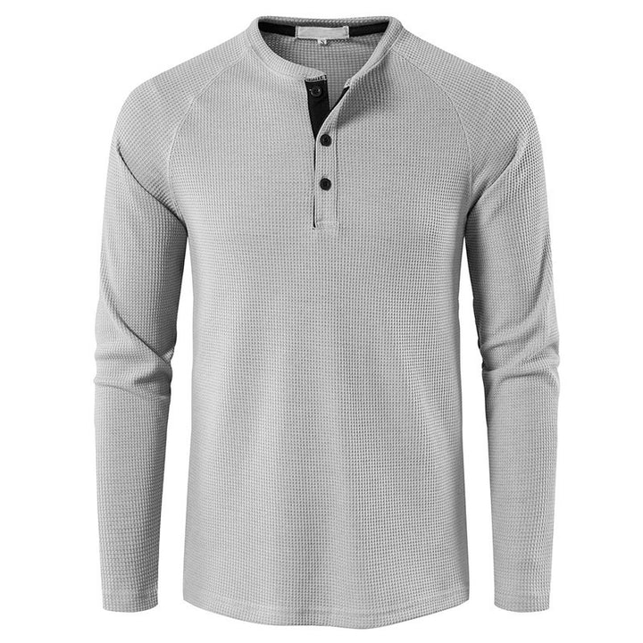 Herren Langarm-Henley-Shirt mit strukturierter Oberfläche Echoarchiv